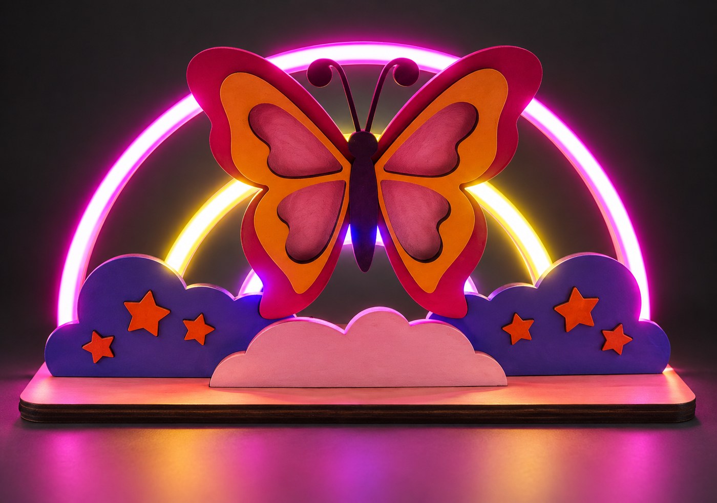 Lampe papillon arc-en-ciel — allumée — AL 9b