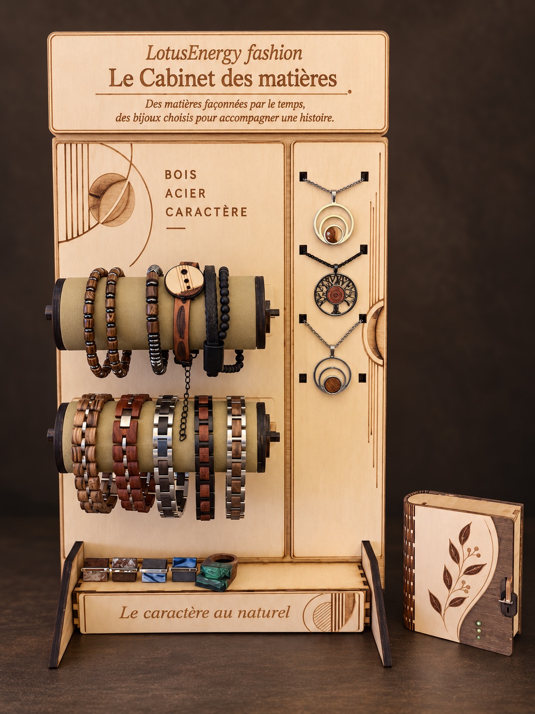 Petit présentoir de marché pour les bijoux homme Lotus Energy Fashion avec coffret cadeau